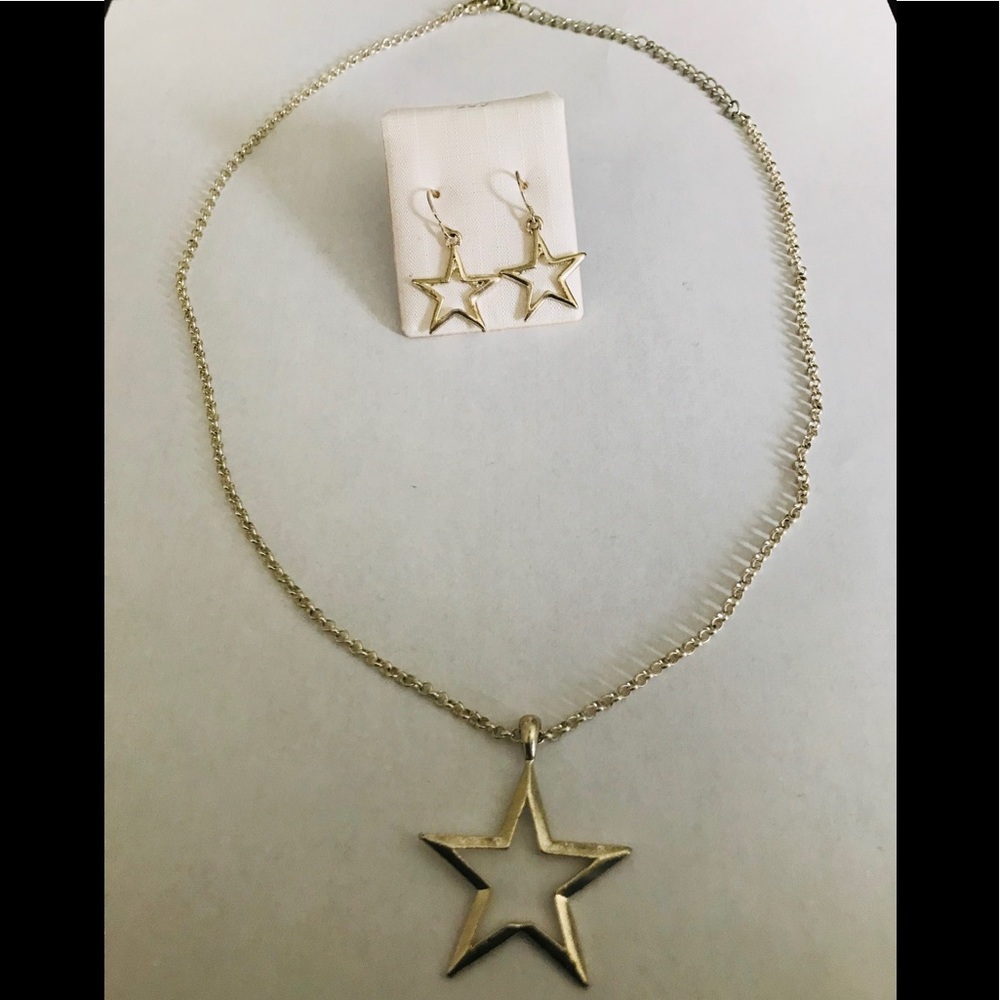Pendant star necklace and earrings
